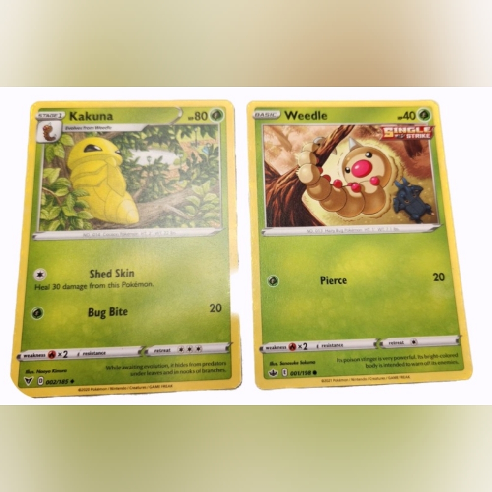 New Kakuna and Weedle Pokemon Cards Set of 2